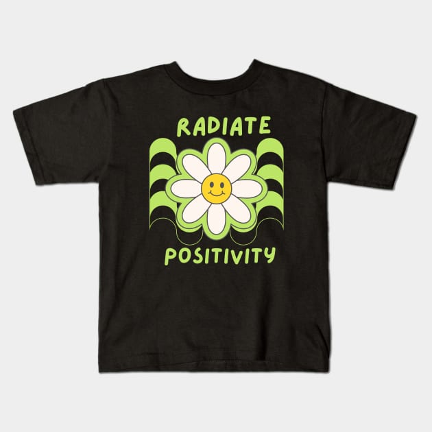 Radiate Positivity Cute Smiley With Positive and happy vibes Kids T-Shirt by Artist usha